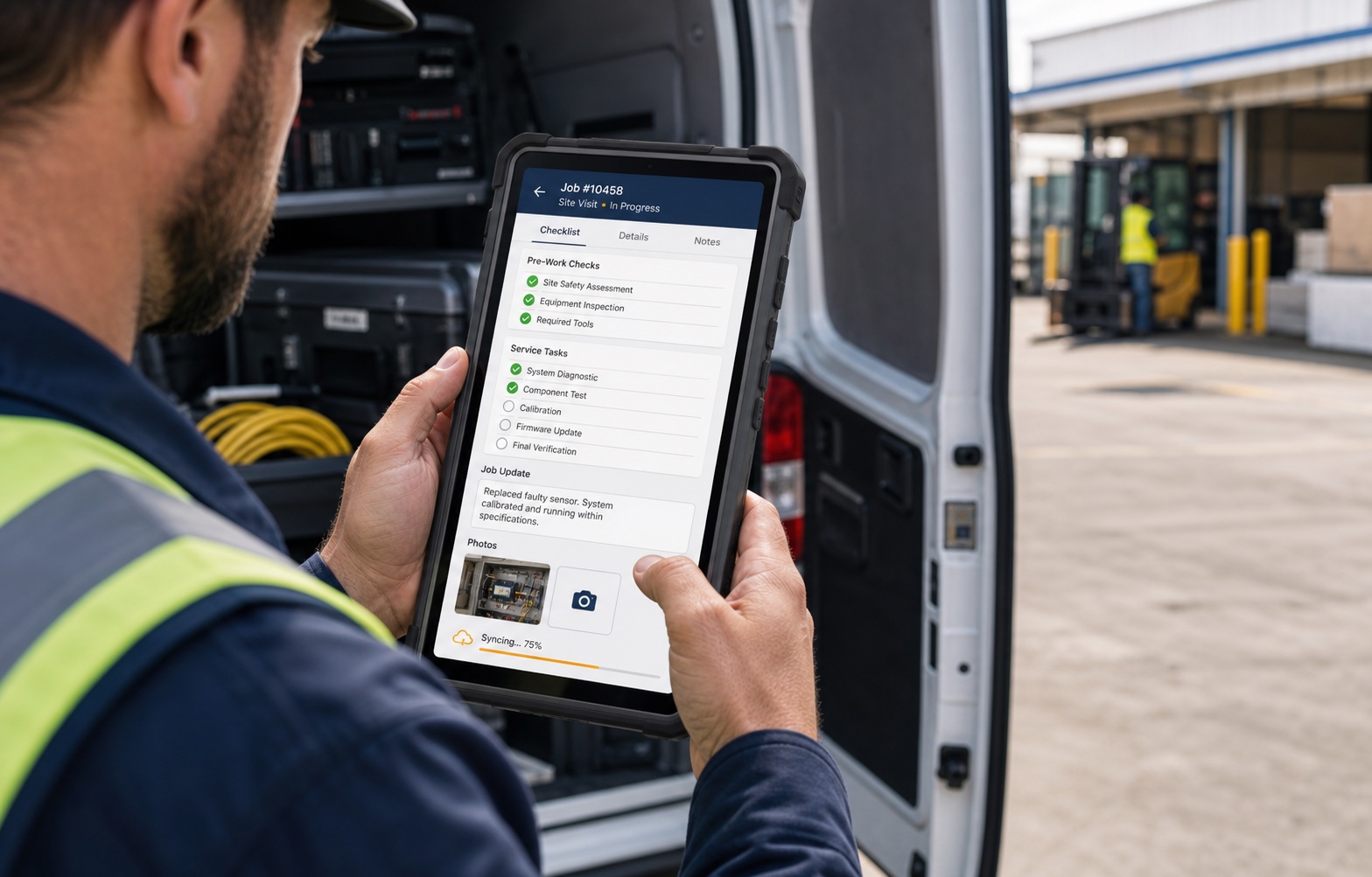 Phone and tablet interfaces for responsive customer and staff workflows.